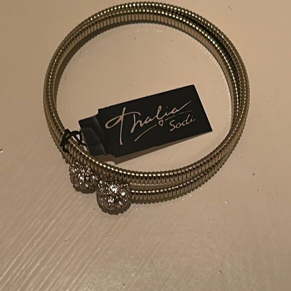 Thalia Sodi Gold Plated 14” Adjustable Wrap Bracelet With Rhinestones Classy NWT - Picture 8 of 8